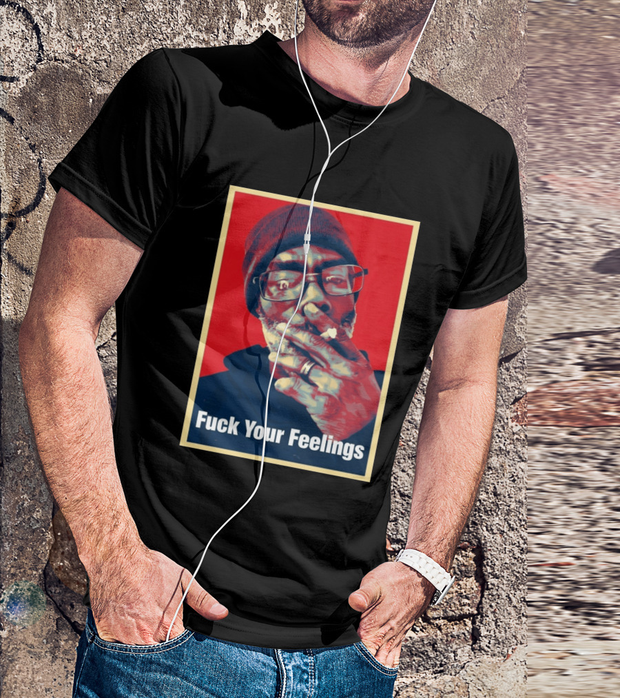 Uncle Clif Fuck Your Feelings Smoking Glasses Beanie Red T-Shirt