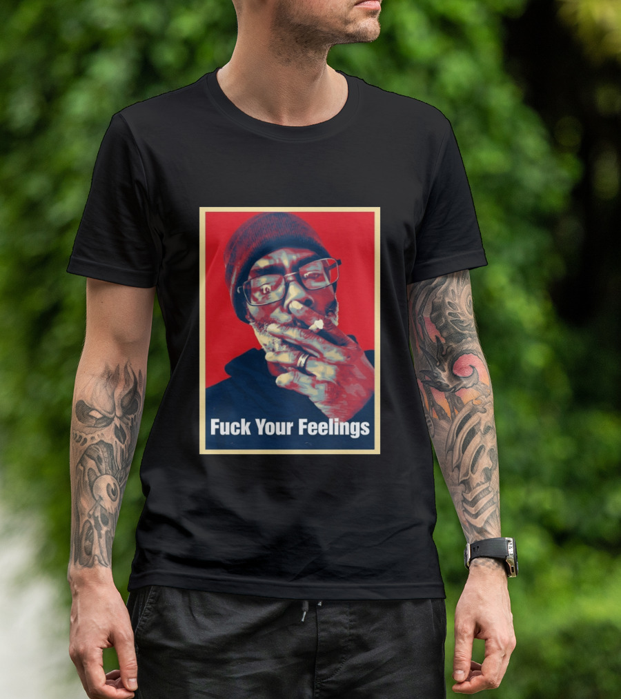 Uncle Clif Fuck Your Feelings Smoking Glasses Beanie Red T-Shirt