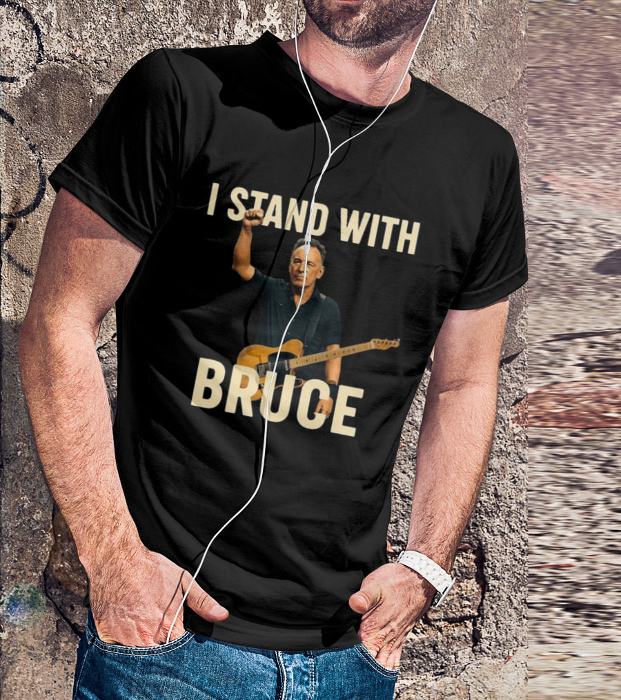 I Stand With Bruce Springsteen Iconic Fist Raised Electric Guitar T-Shirt