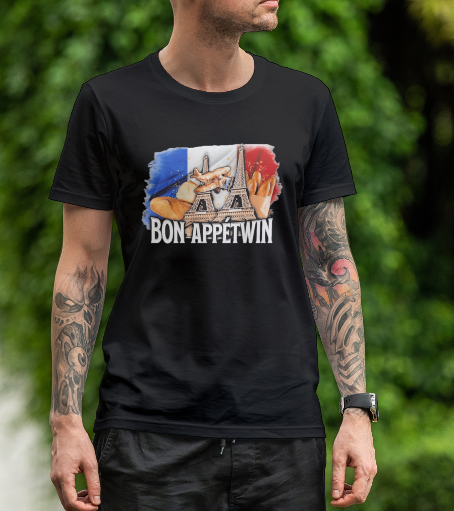 Bon Appetwin French Baguettes Eiffel Tower Paris Flag T-Shirt