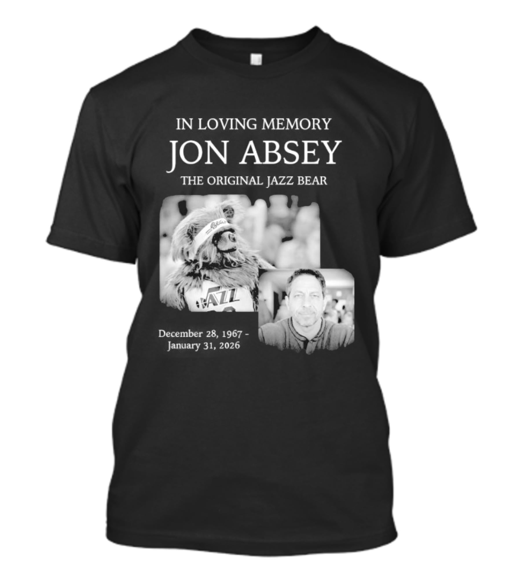 In Loving Memory Jon Absey The Jazz Bear December 28 1967 January 31 2026 Utah Jazz T-Shirt