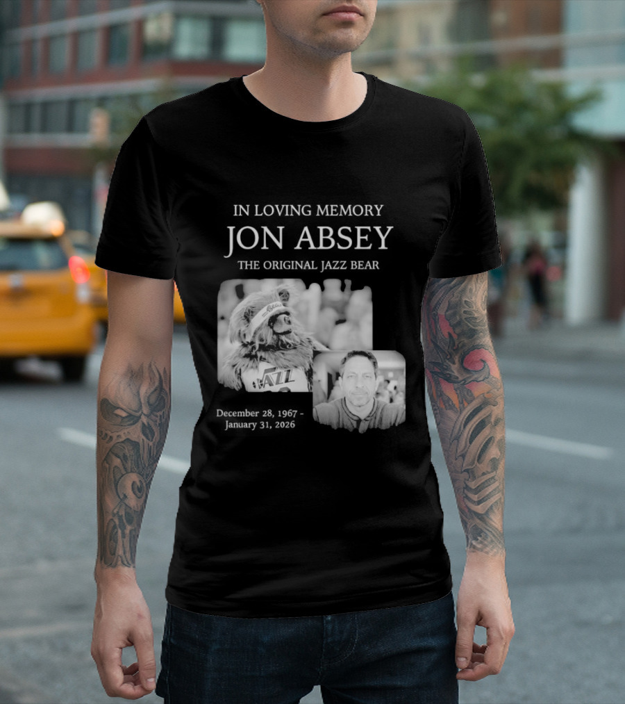 In Loving Memory Jon Absey The Jazz Bear December 28 1967 January 31 2026 Utah Jazz T-Shirt