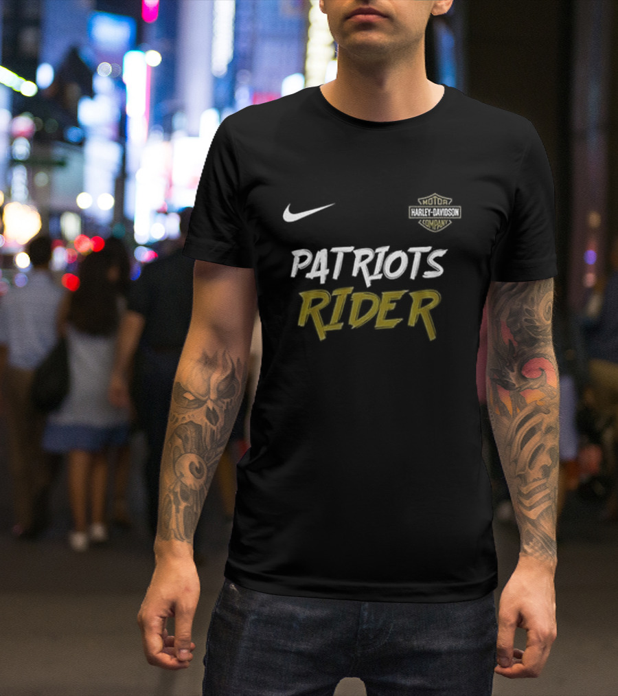 Nike Patriots Rider Harley Davidson Go Patriots Motorcycle T-Shirt