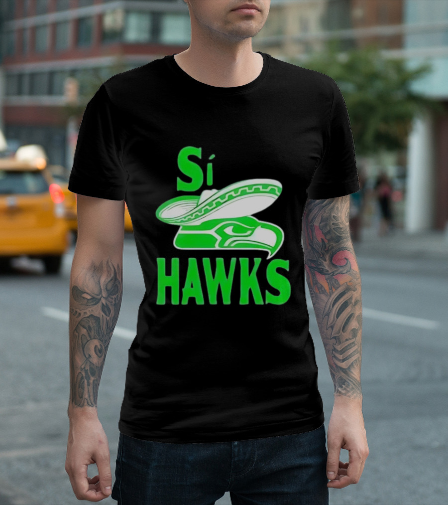 Si Hawks Mexican Sombrero Green Hawk T-Shirt