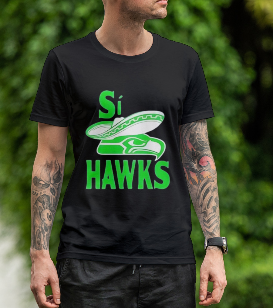 Si Hawks Mexican Sombrero Green Hawk T-Shirt