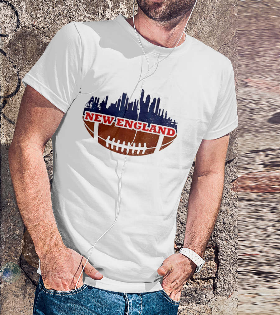 New England Football Skyline Cityscape T-Shirt
