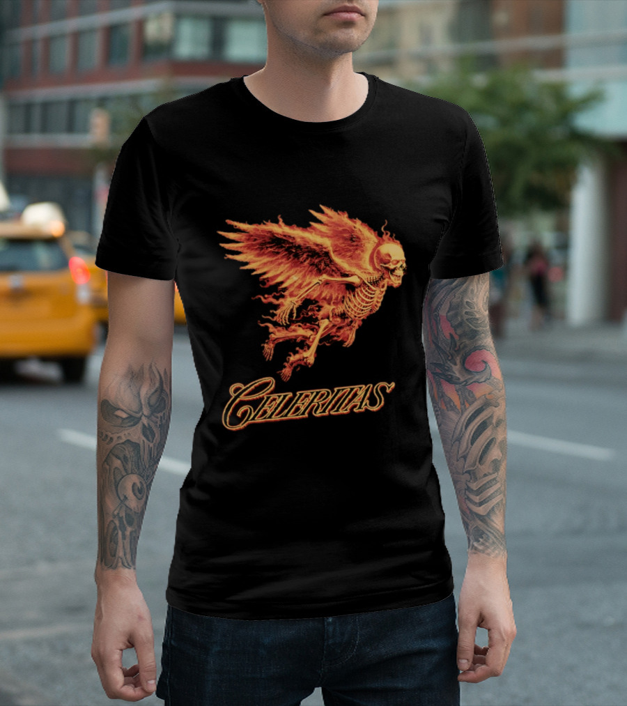 Celeritas Flaming Angel Skeleton Wings 2026 Speed T-Shirt