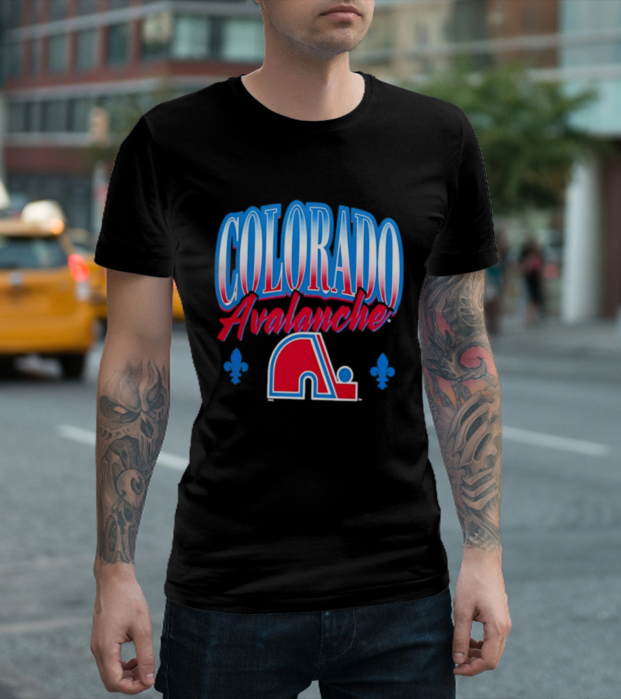 Colorado Avalanche Nordiques Quebec Fleur De Lis Vintage NHL Hockey T-Shirt
