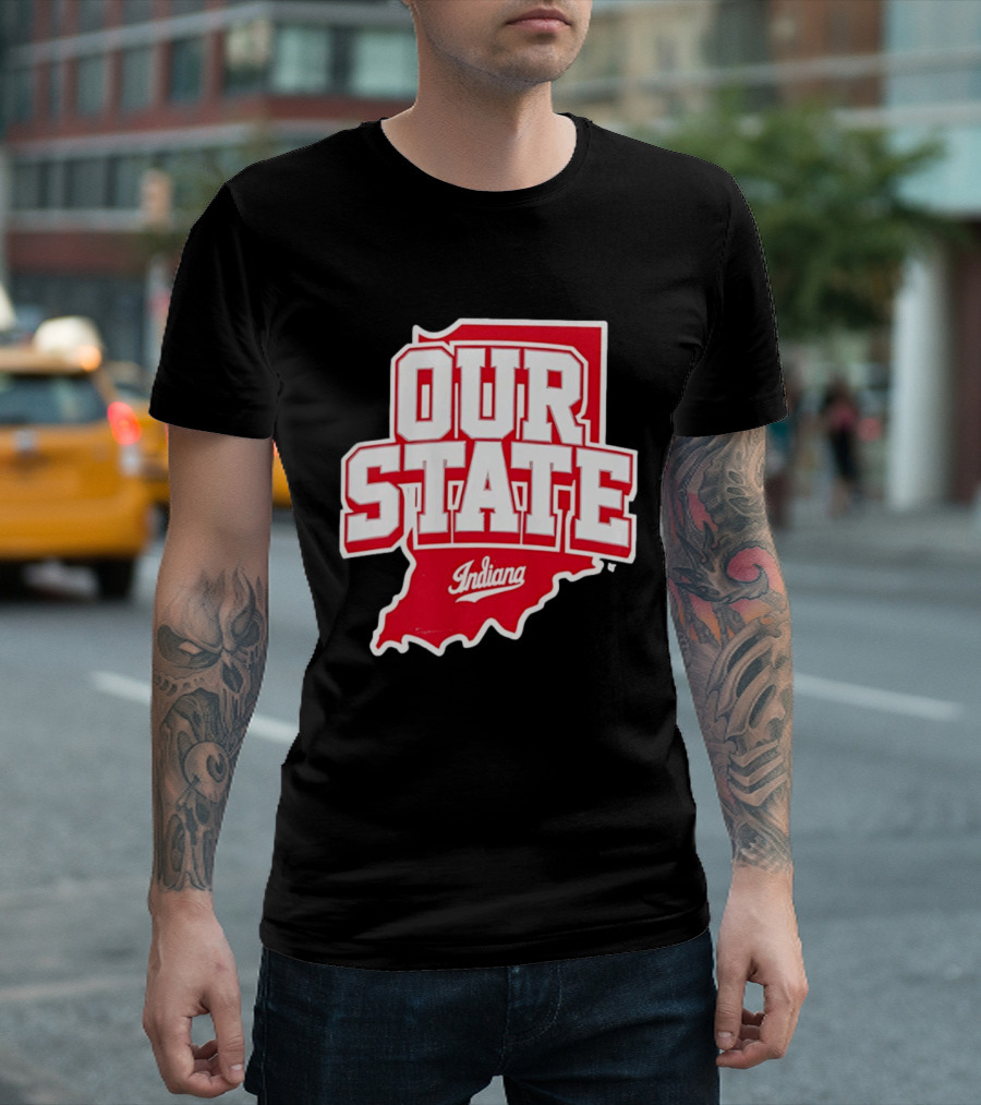 Our State Indiana Red Map College Sports Indiana T-Shirt