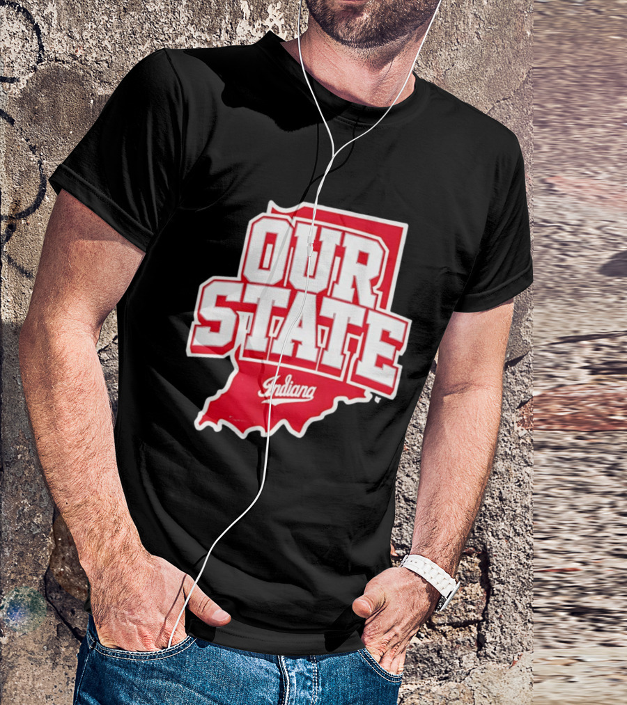 Our State Indiana Red Map College Sports Indiana T-Shirt