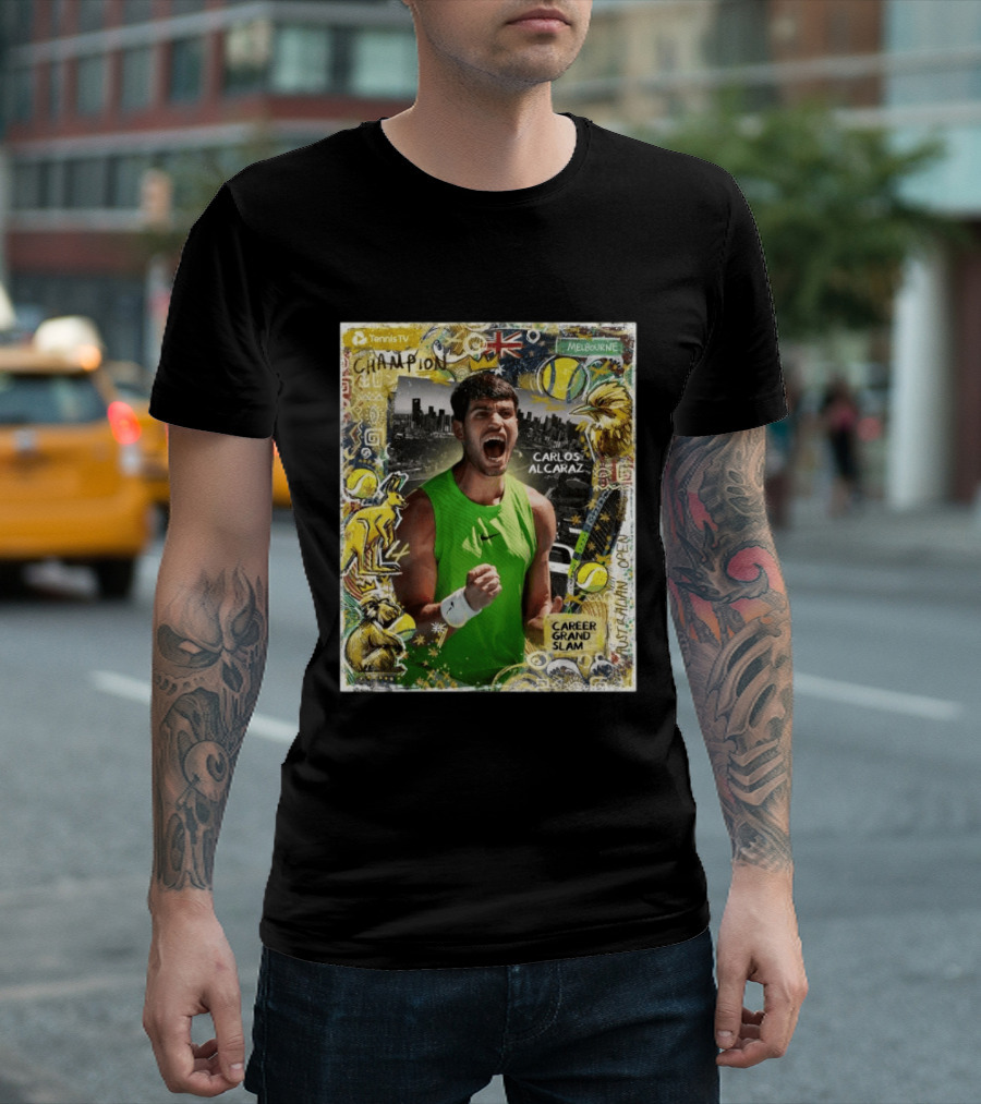 Carlos Alcaraz Champion Career Grand Slam Melbourne Tennis TV T-Shirt