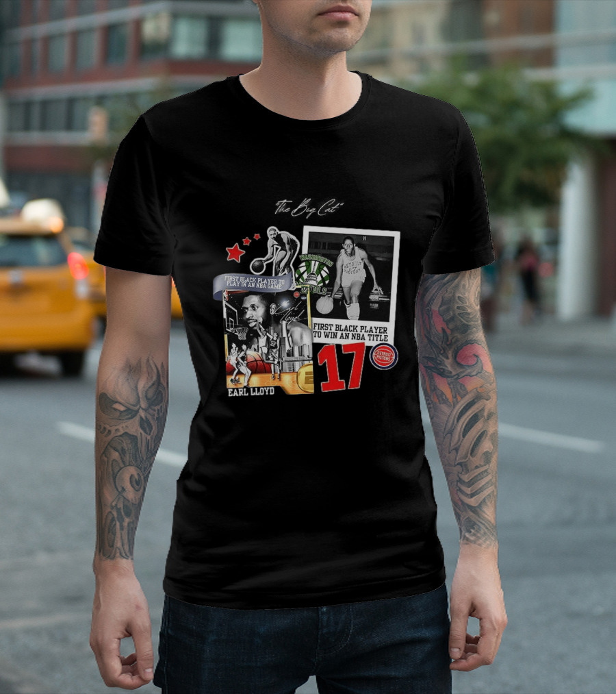 Earl Lloyd First Black Player Detroit Pistons Washington Capitols NBA Title 17 T-Shirt