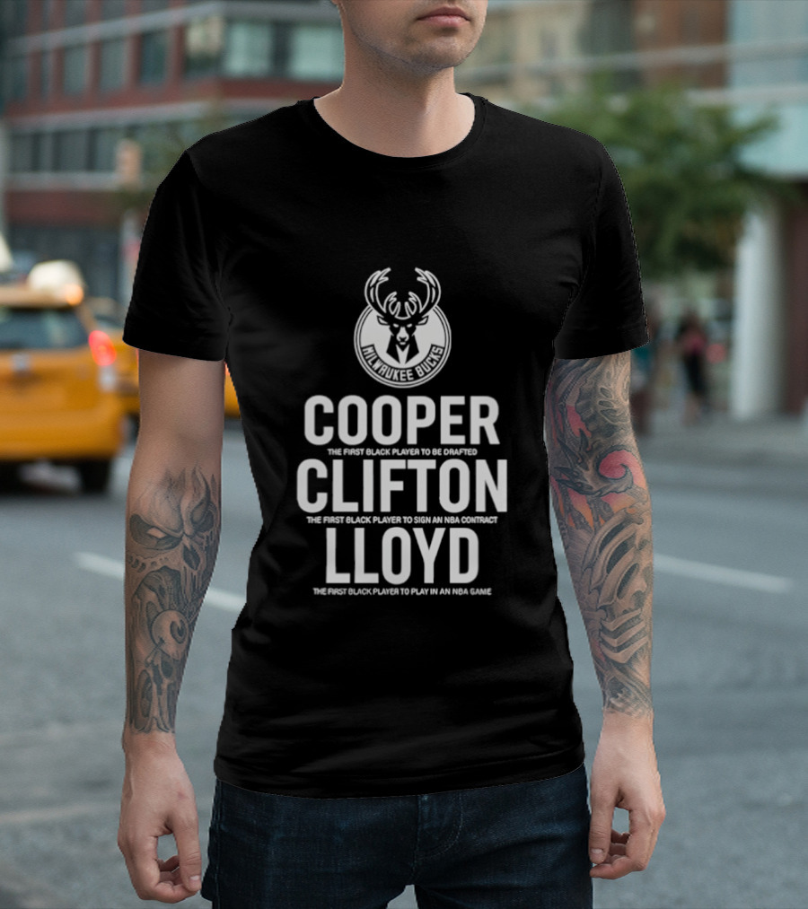 Milwaukee Bucks NBA Pioneers Cooper Clifton Lloyd First Black Players Milestones T-Shirt