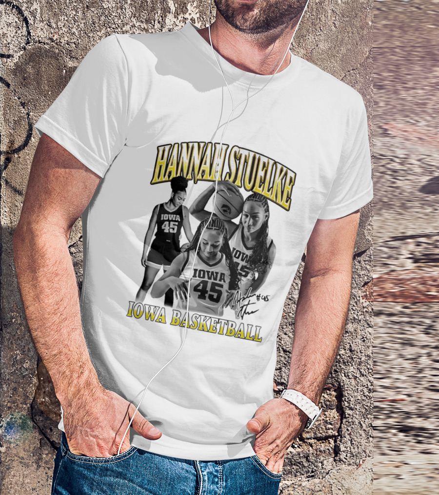 Hannah Stuelke Iowa Basketball #45 Player Collage T-Shirt
