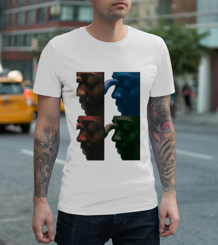 Brent Faiyaz Album Cover Cross Tattoo Four Panel Side Profile T-Shirt