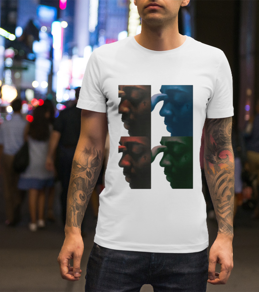 Brent Faiyaz Album Cover Cross Tattoo Four Panel Side Profile T-Shirt