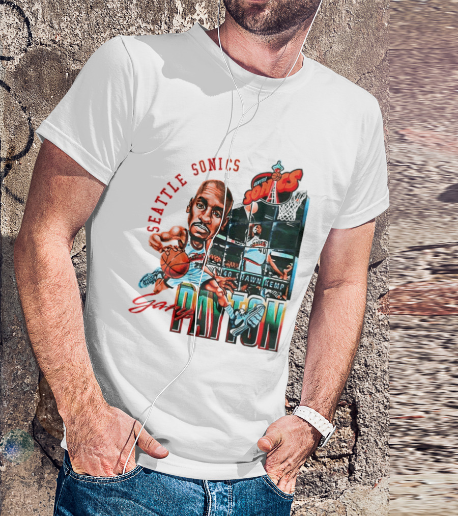 Seattle Sonics Gary Payton Shawn Kemp Big Head NBA 40 T-Shirt