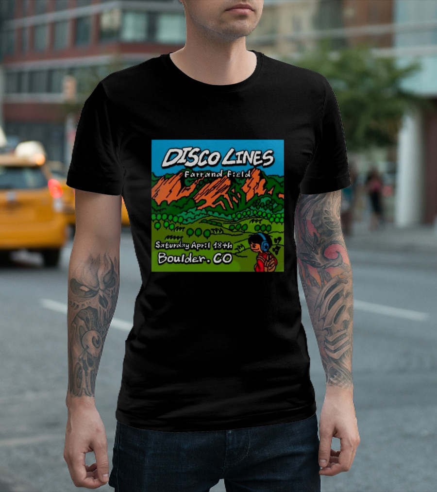 Disco Lines Farrand Field Saturday April 18th Boulder CO T-Shirt