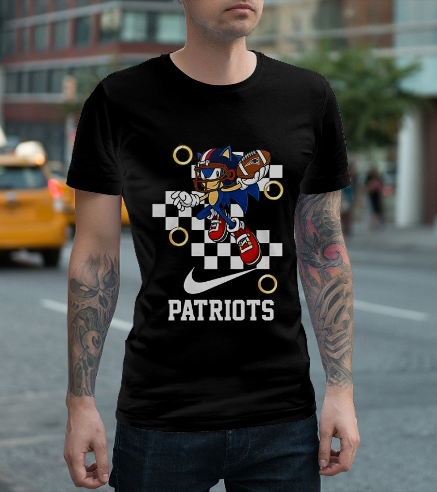 Nike Patriots Sonic Football Rings Checkered T-Shirt