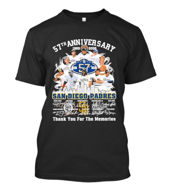 San Diego Padres 57th Anniversary 1969 2026 Thank You For The Memories T-Shirt