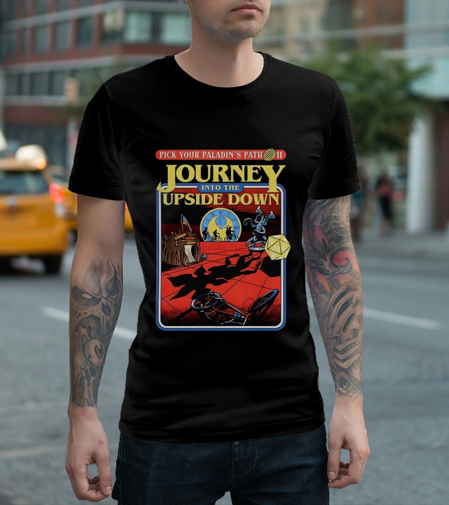 Pick Your Paladin's Path Journey Into The Upside Down Comic Dice Retro Scene T-Shirt