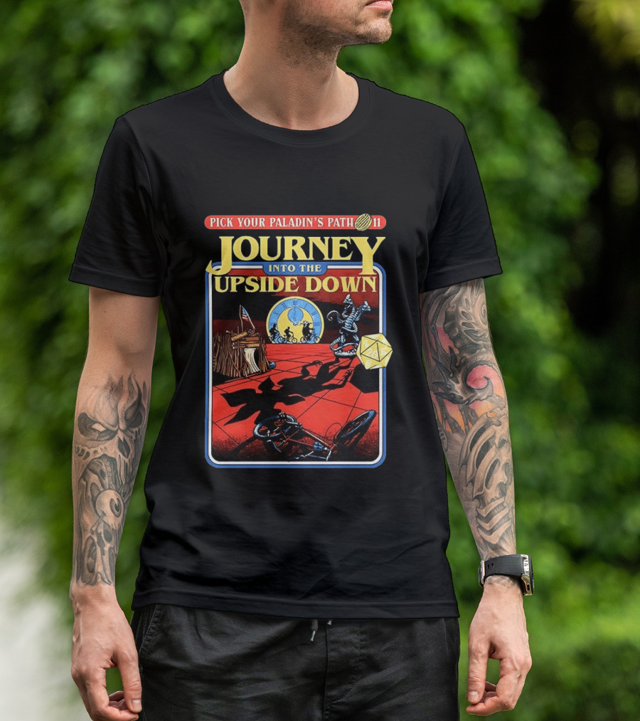 Pick Your Paladin's Path Journey Into The Upside Down Comic Dice Retro Scene T-Shirt