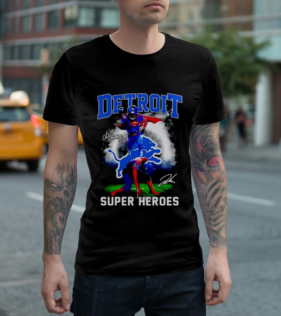 Detroit Lions Super Heroes Champion Legend T-Shirt