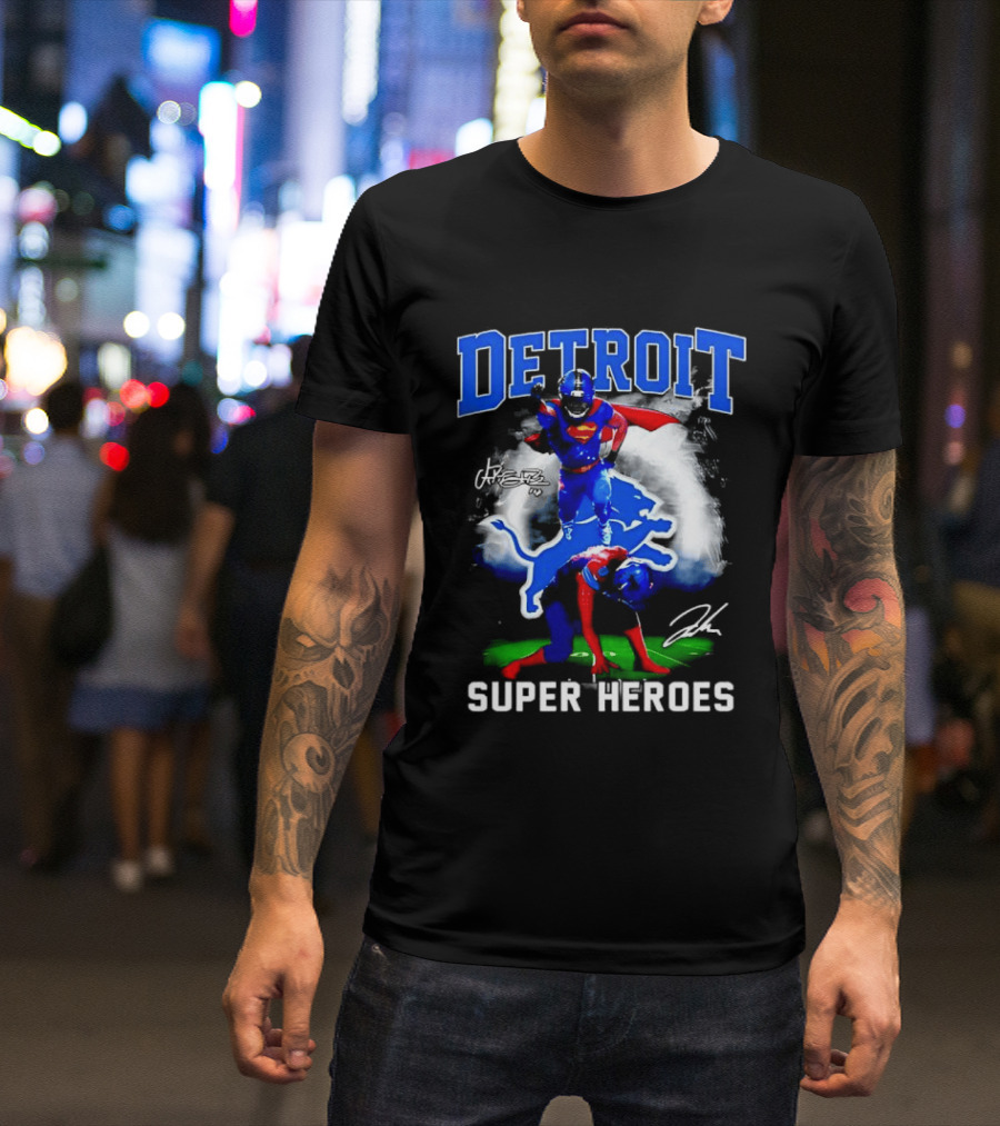 Detroit Lions Super Heroes Champion Legend T-Shirt