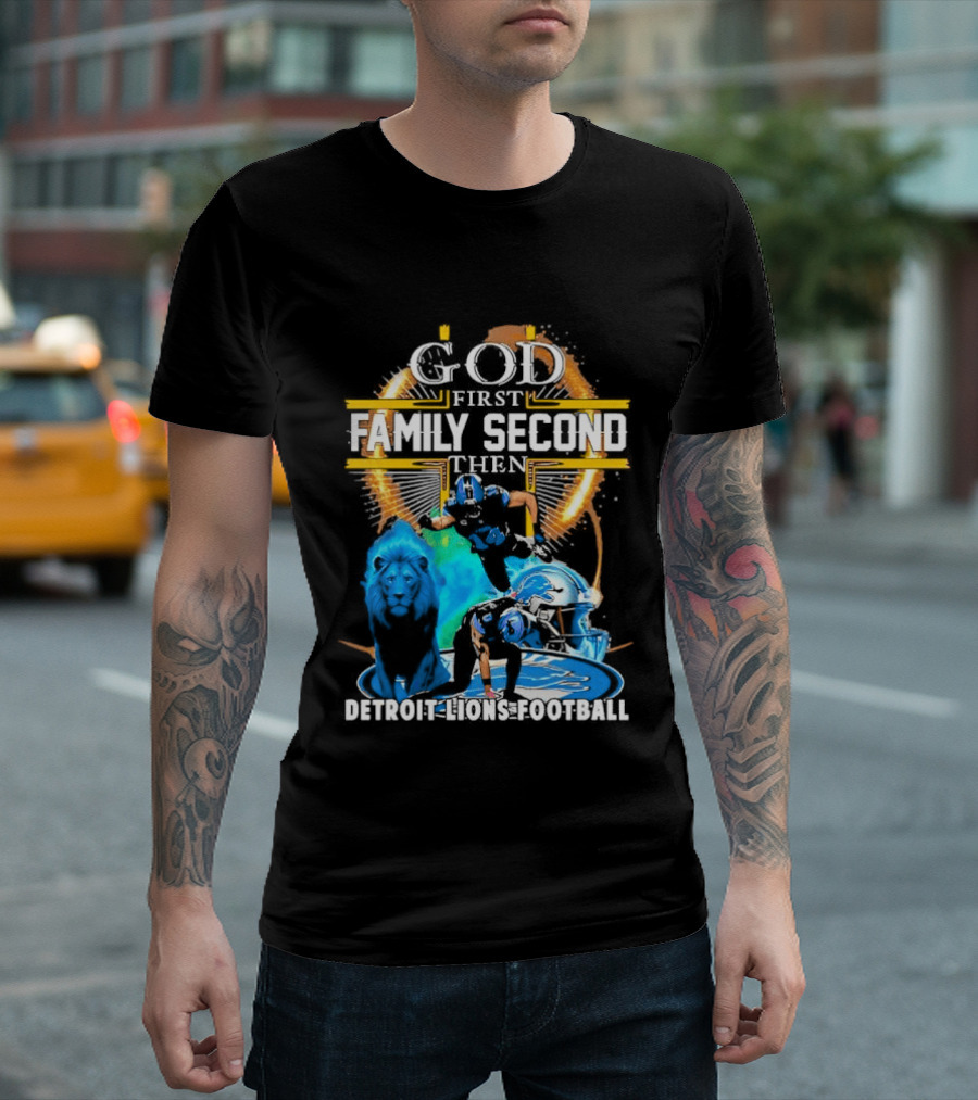 God First Family Second Detroit Lions Football St. Brown & Gibbs T-Shirt
