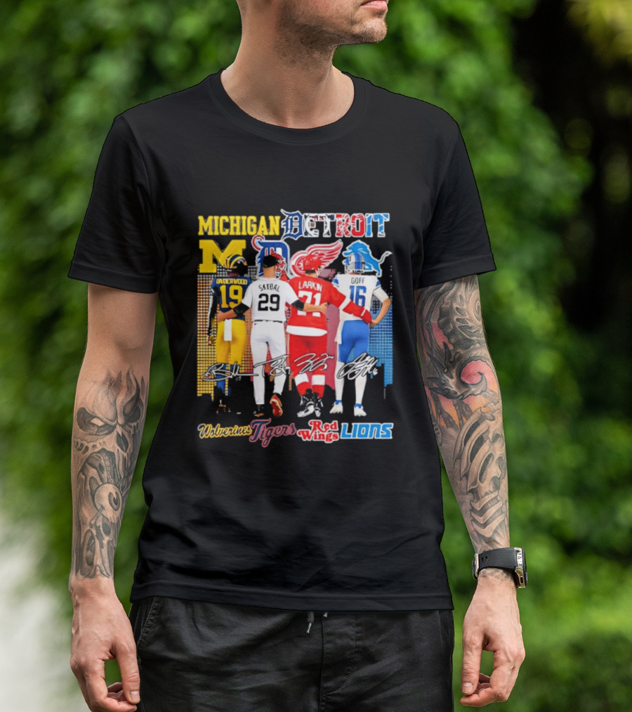 Michigan Wolverines X Tigers X Red Wings X Lions Detroit Sports Players T-Shirt