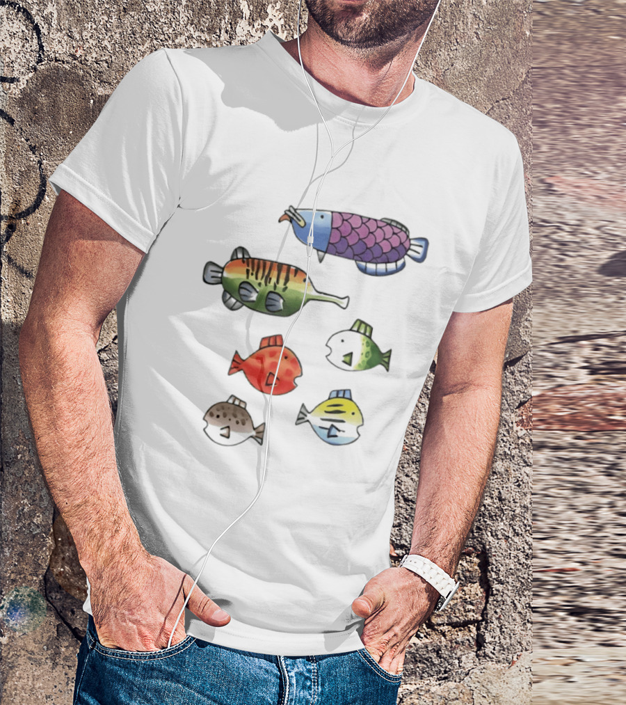 Fishing Minigame Colorful Fish Collection Vibrant Sea Life T-Shirt