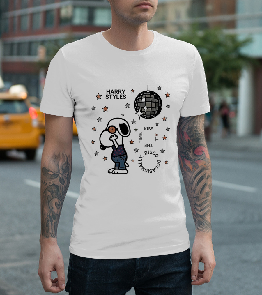 Harry Styles Snoopy Kiss The Disco Ball Occasionally T-Shirt