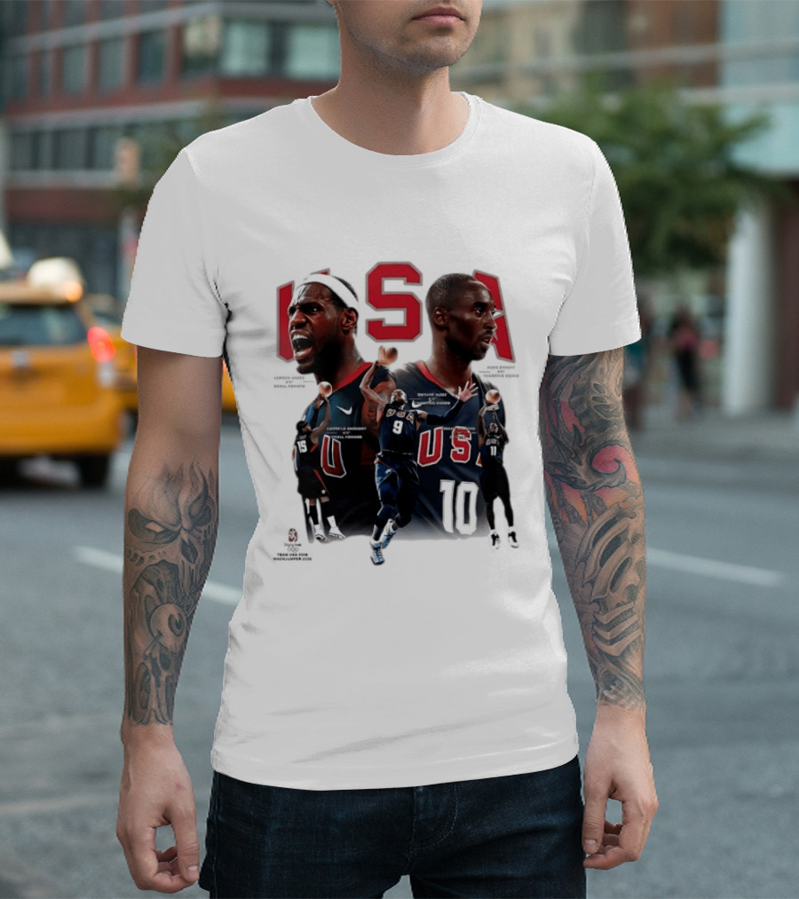 Kobe Bryant LeBron James Dwyane Wade Carmelo Anthony USA Basketball Redeem Team T-Shirt