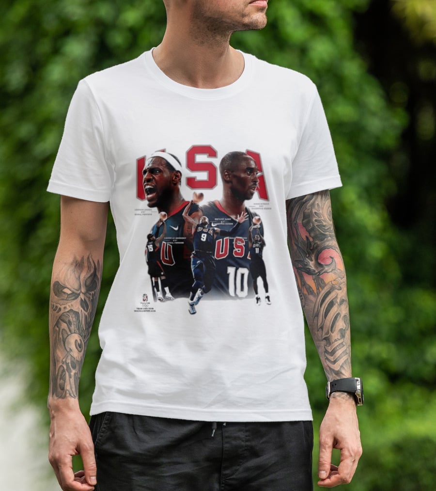 Kobe Bryant LeBron James Dwyane Wade Carmelo Anthony USA Basketball Redeem Team T-Shirt