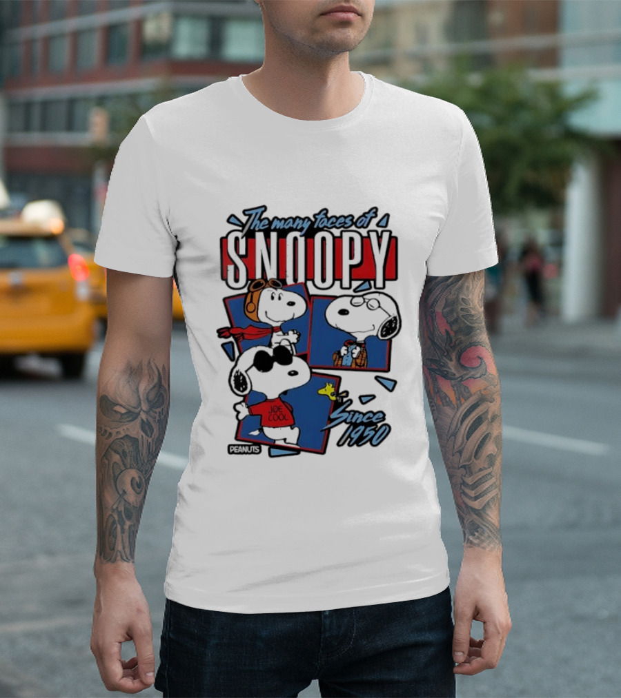 The Many Faces Of Snoopy Joe Cool Aviator Since 1950 T-Shirt