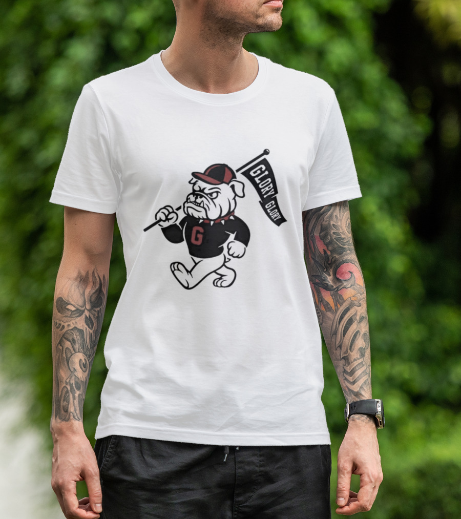University Of Georgia G Glory Glory Bulldogs Hairy Dawg Flag T-Shirt
