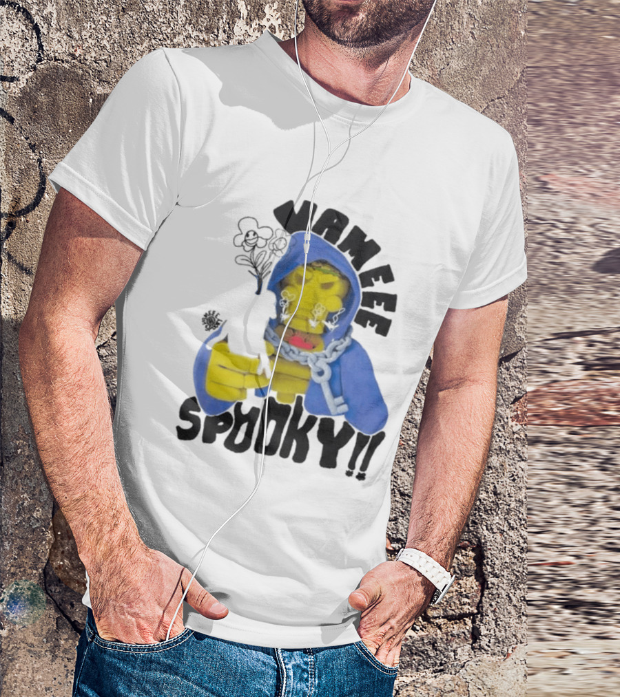 Vameee Spooky Skeleton In Blue Hood With Chains T-Shirt
