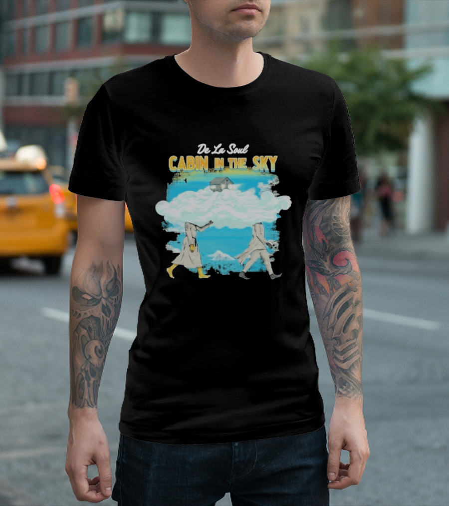 De La Soul Cabin In The Sky Clouds Walking Figures T-Shirt
