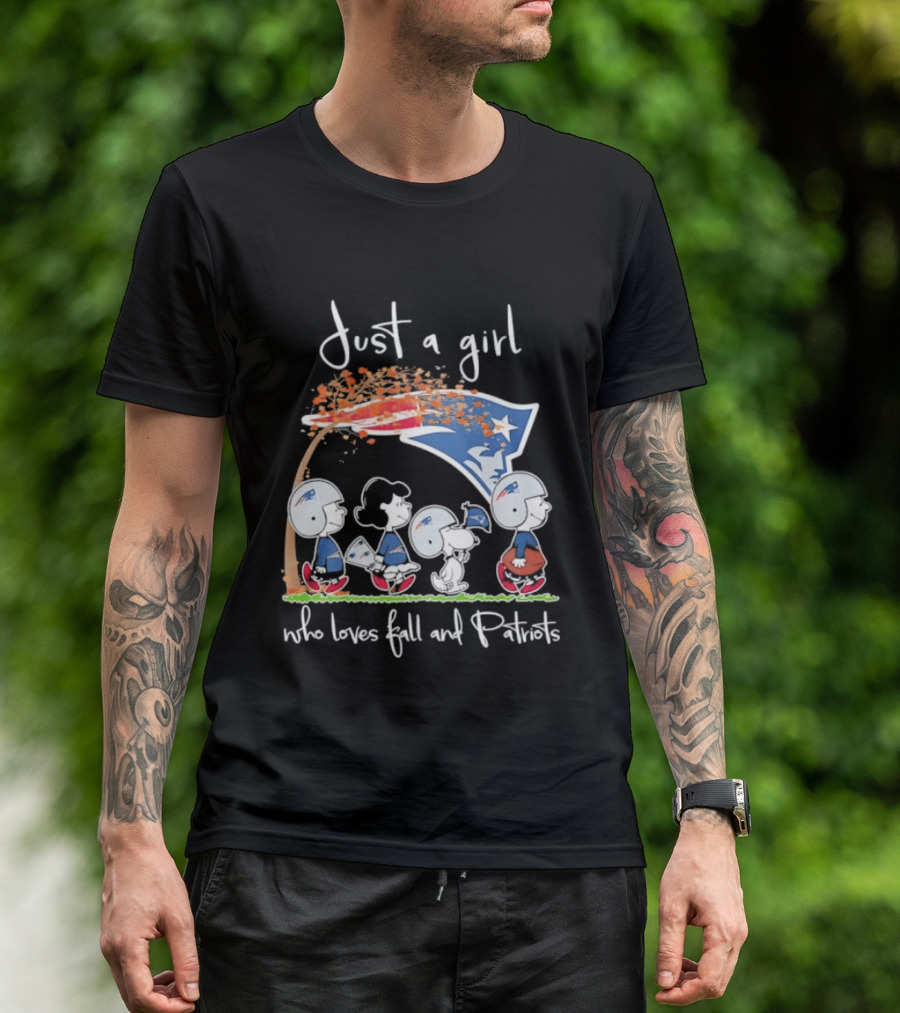 Peanuts Characters Just A Girl Who Loves Fall And Patriots T-Shirt