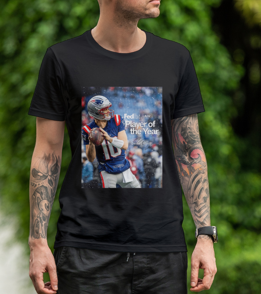 FedEx Air Player Of The Year 2025 Drake Maye Patriots NFL Football T-Shirt