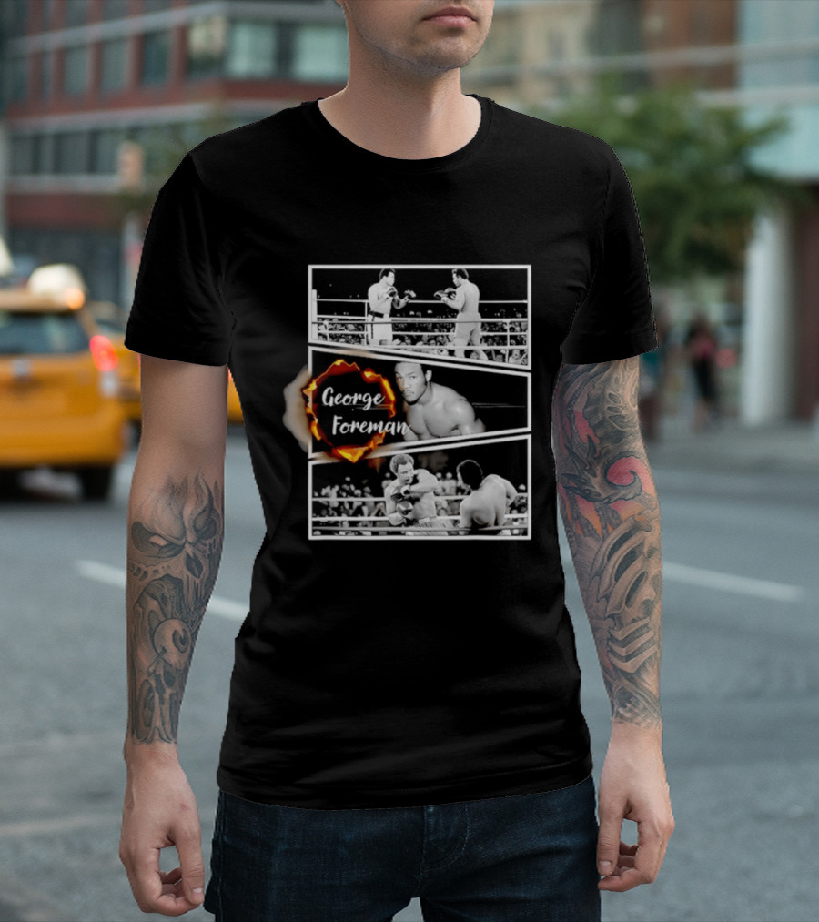 George Foreman Boxing Legend Iconic Fight Moments T-Shirt