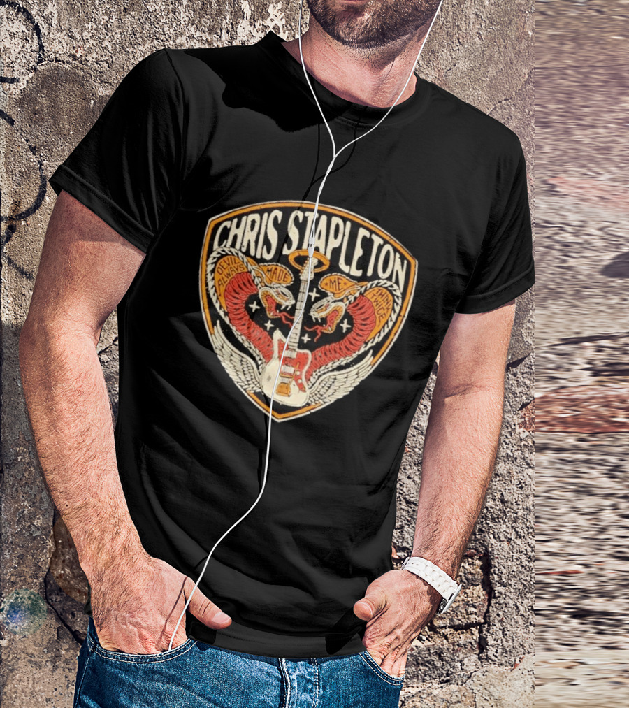 Chris Stapleton Devil Always Made Me Think Twice Snakes Guitar Wings T-Shirt