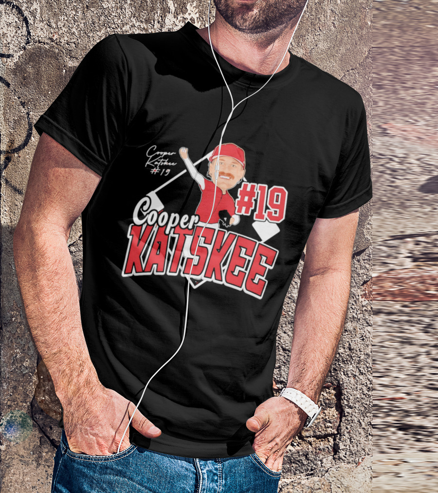 Cooper Katskee #19 Nebraska Baseball Caricature T-Shirt