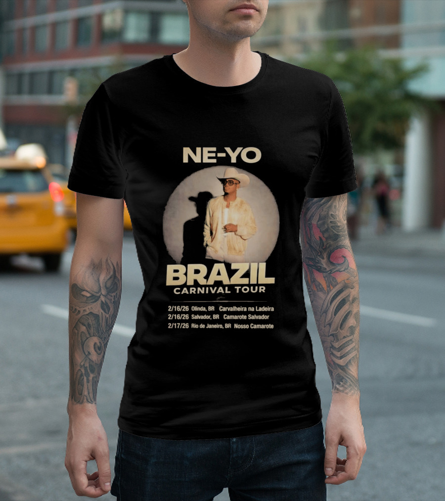 Ne Yo Brazil Carnival Tour 2026 Olinda Salvador Rio De Janeiro Dates T-Shirt
