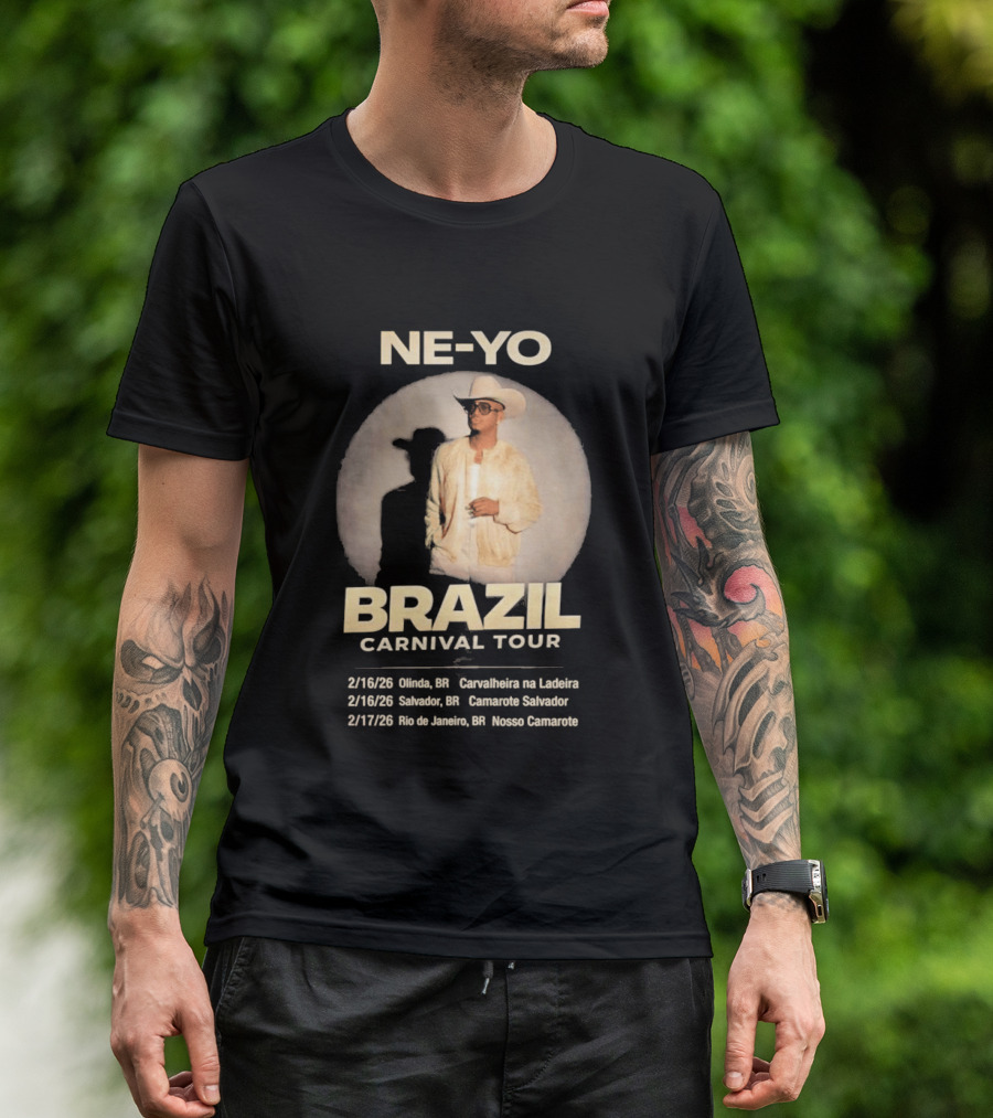 Ne Yo Brazil Carnival Tour 2026 Olinda Salvador Rio De Janeiro Dates T-Shirt