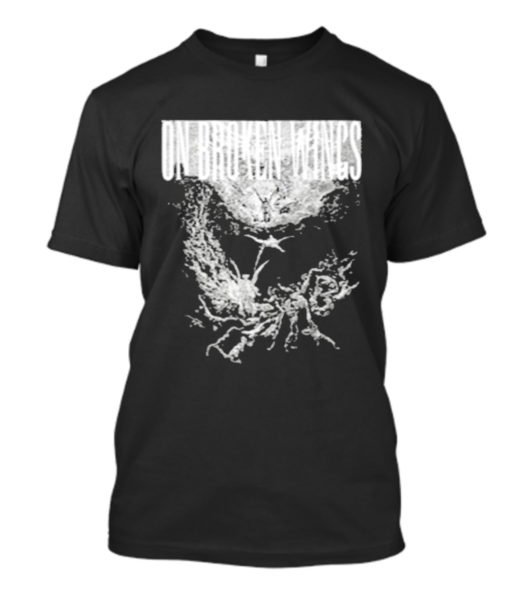 On Broken Wings Fallen Angel White Grunge T-Shirt