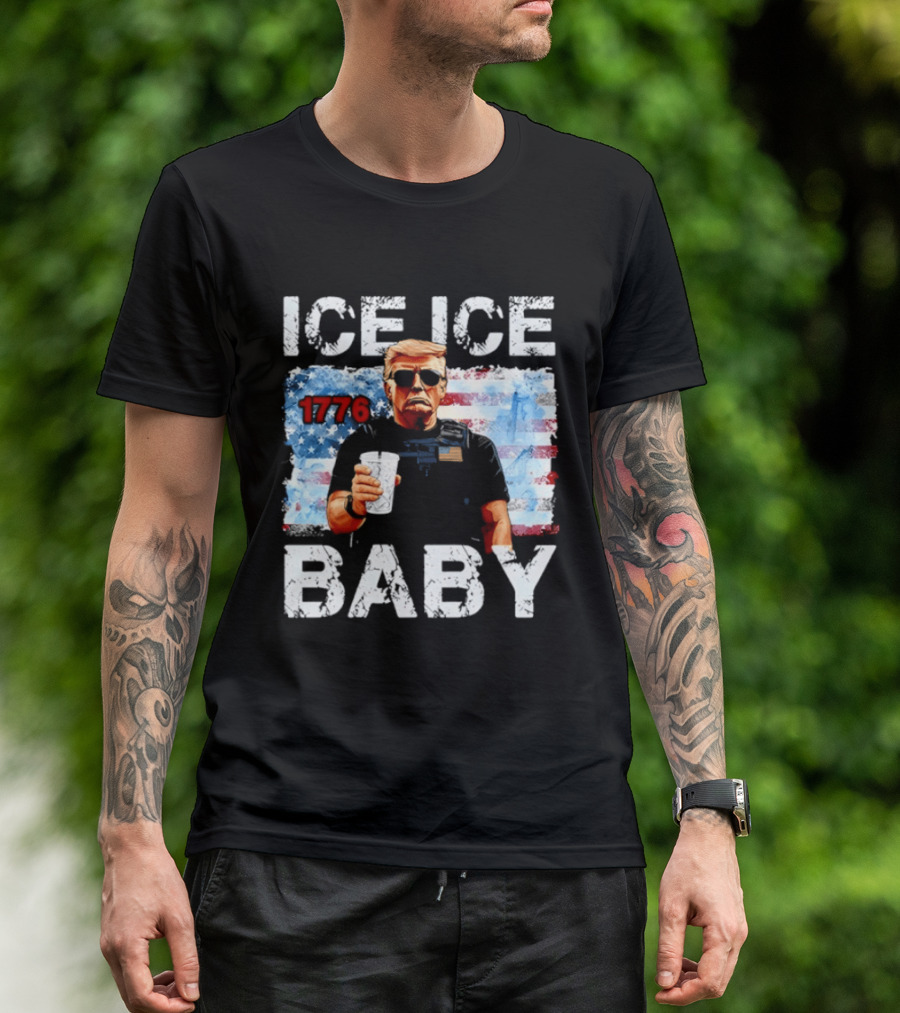 Ice Ice Baby 1776 Donald Trump Vintage American Flag T-Shirt