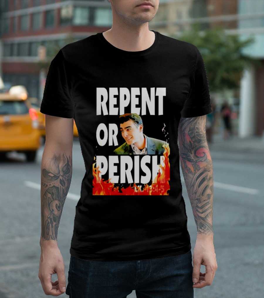 Repent Or Perish Luigi Fire Flame Luke 13:3 5 T-Shirt