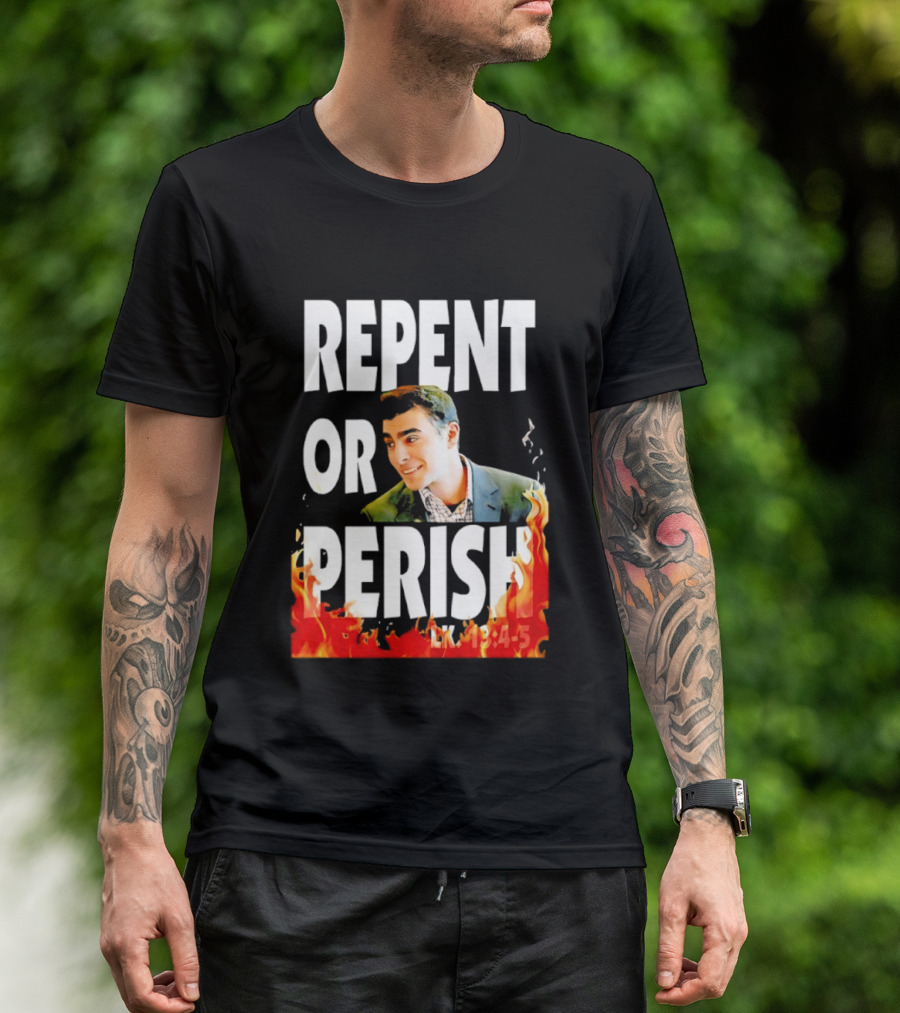 Repent Or Perish Luigi Fire Flame Luke 13:3 5 T-Shirt