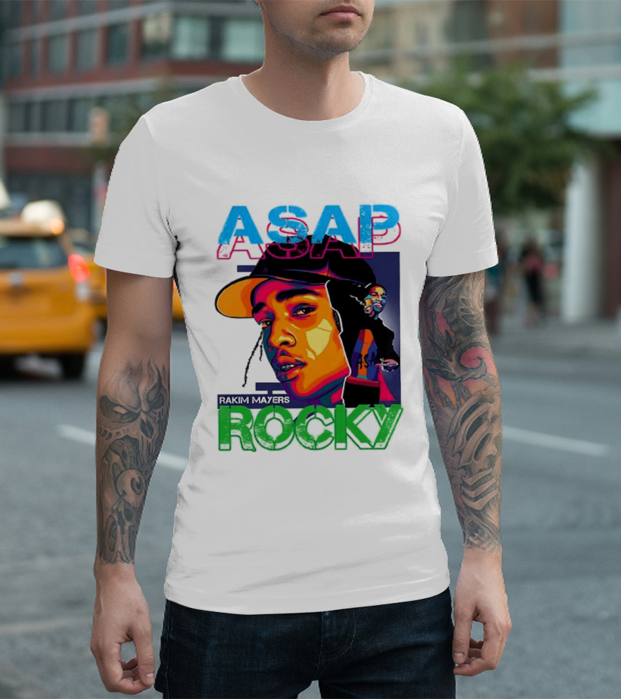 ASAP Rocky Rakim Mayers Hip Hop Street Art Bold Pop Color Aesthetic T-Shirt